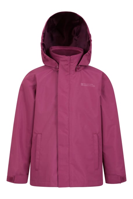 'Fell' Kids 3 in 1 Jacket with Pockets Water Resistant Hooded Coat Purple - Image 5