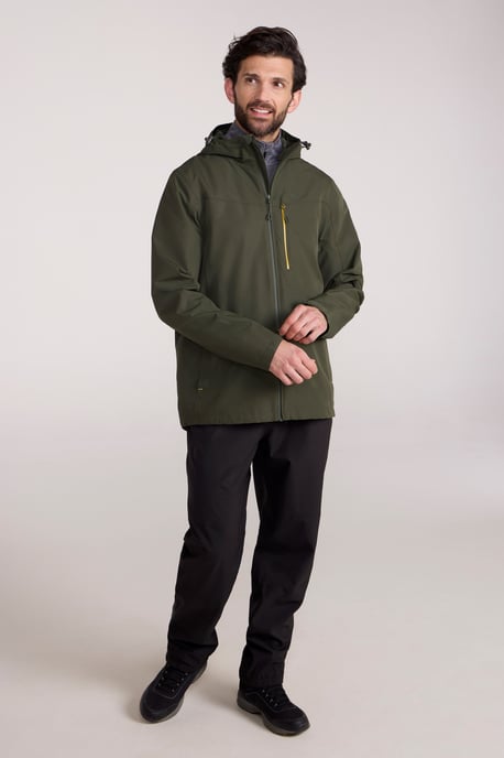 'Brisk Extreme' Men's Jacket with Multiple Pockets Mesh Lined Waterproof Coat Green - Image 2
