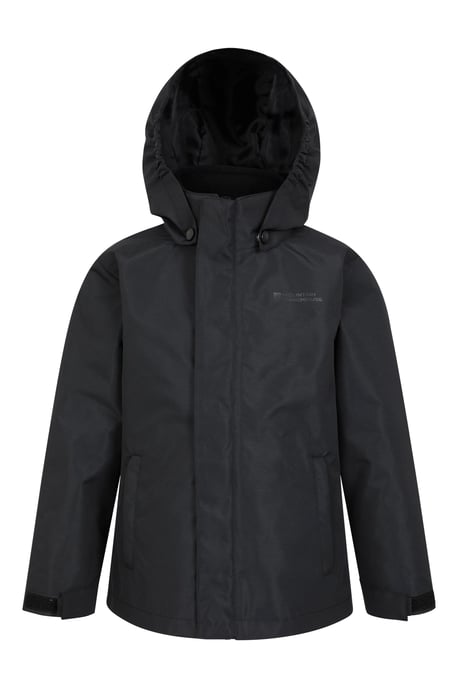 'Fell' Kids 3 in 1 Jacket with Pockets Water Resistant Hooded Coat Black - Image 5