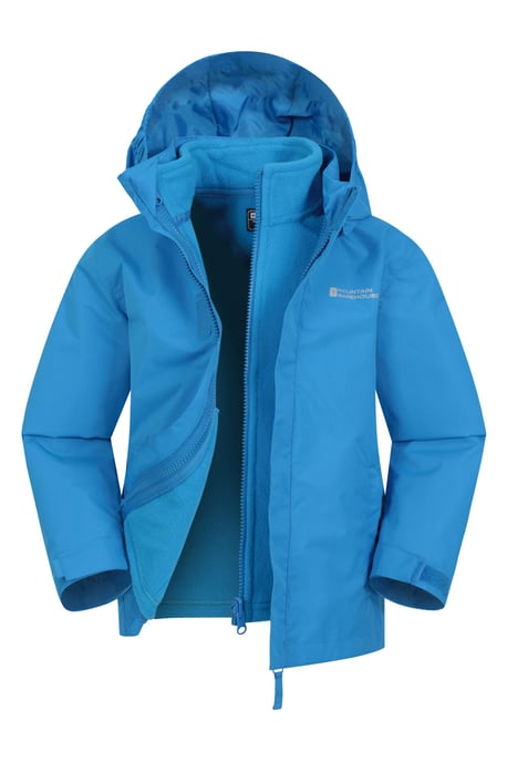 'Fell' Kids 3 in 1 Jacket with Pockets Water Resistant Hooded Coat Blue/Navy - Image 1