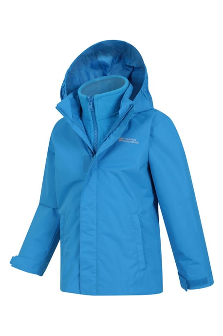 'Fell' Kids 3 in 1 Jacket with Pockets Water Resistant Hooded Coat Blue/Navy - Image 4