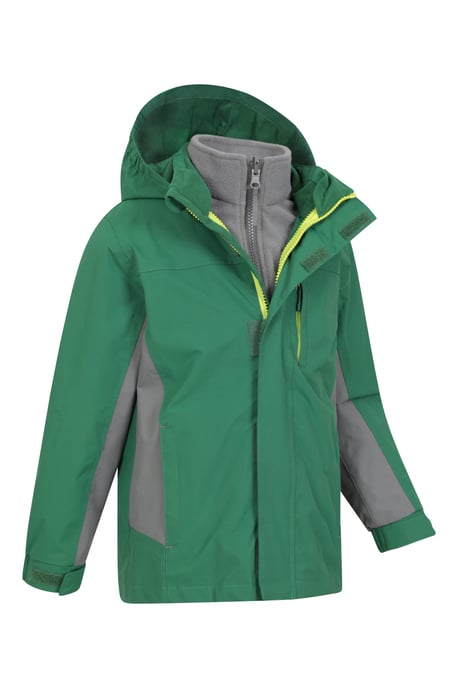 'Cannonball' Kids Waterproof Jacket with Multiple Pockets Breathable Warm Coat Forest Green - Image 3