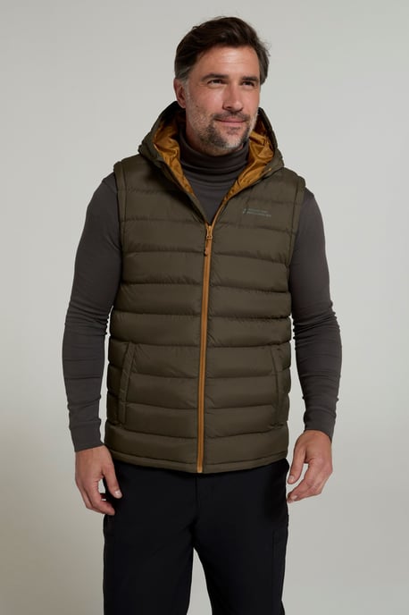 'Seasons' Men's Padded Gilet with Pockets Water Resistant Hooded Jacket Forest Green - Image 2
