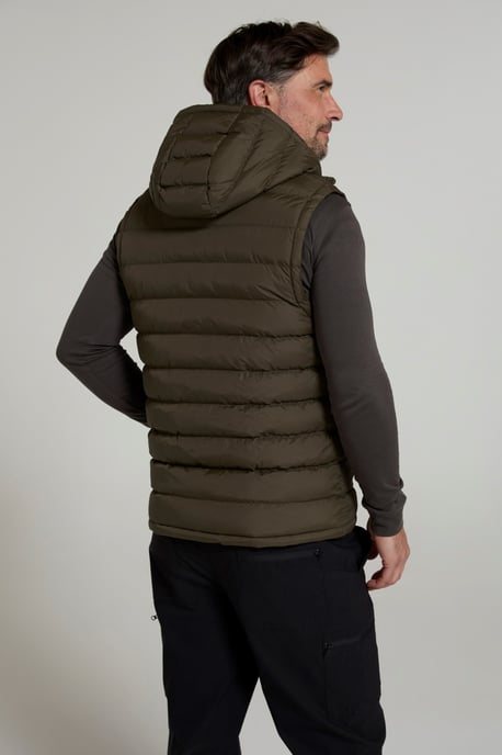 'Seasons' Men's Padded Gilet with Pockets Water Resistant Hooded Jacket Forest Green - Image 4