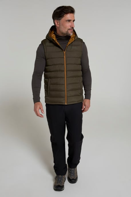 'Seasons' Men's Padded Gilet with Pockets Water Resistant Hooded Jacket Forest Green - Image 5