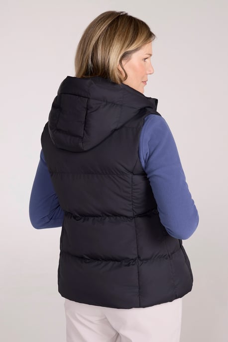 'Astral' Padded Gilet with Side Pockets Water Resistant Hooded Jacket Black - Image 3
