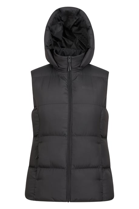 'Astral' Padded Gilet with Side Pockets Water Resistant Hooded Jacket Black - Image 5