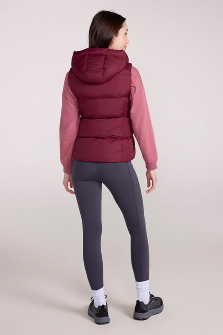 'Astral' Padded Gilet with Side Pockets Water Resistant Hooded Jacket Dark Red - Image 5