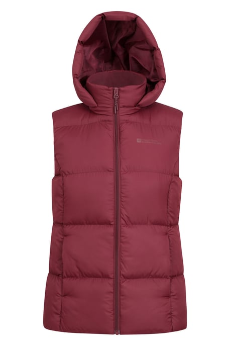 'Astral' Padded Gilet with Side Pockets Water Resistant Hooded Jacket Dark Red - Image 6