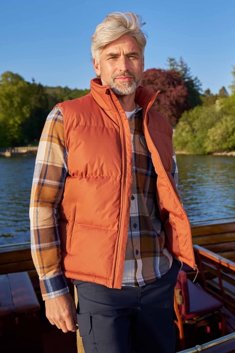 'Rock' Men's Padded Gilet Water Resistant Comfy Insulated Rain Jacket Orange - Image 1