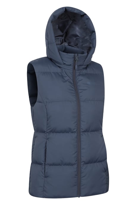 'Astral' Padded Gilet with Side Pockets Water Resistant Hooded Jacket Dark Grey - Image 3