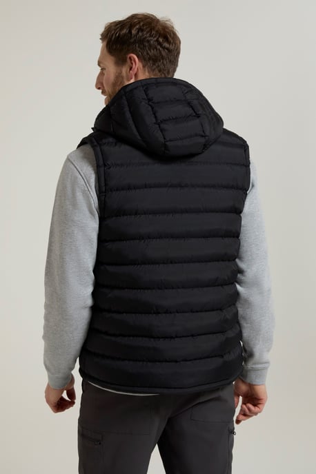 'Seasons' Men's Padded Gilet with Pockets Water Resistant Hooded Jacket Black - Image 3
