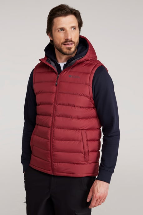 'Seasons' Men's Padded Gilet with Pockets Water Resistant Hooded Jacket Red - Image 2