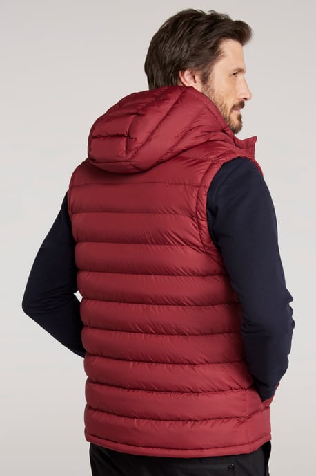 'Seasons' Men's Padded Gilet with Pockets Water Resistant Hooded Jacket Red - Image 3