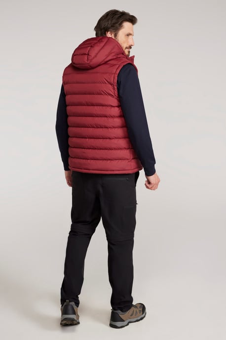 'Seasons' Men's Padded Gilet with Pockets Water Resistant Hooded Jacket Red - Image 5