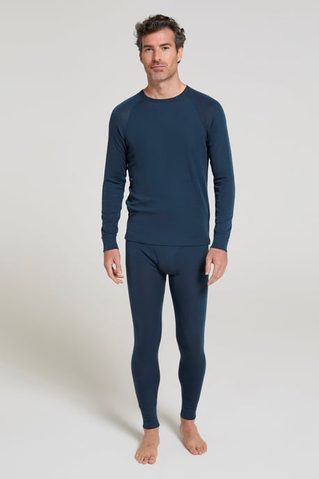 'Merino' Men's Thermal Base Layer Pants Quick Dry Breathable Warm Trousers Navy/Blue - Image 2