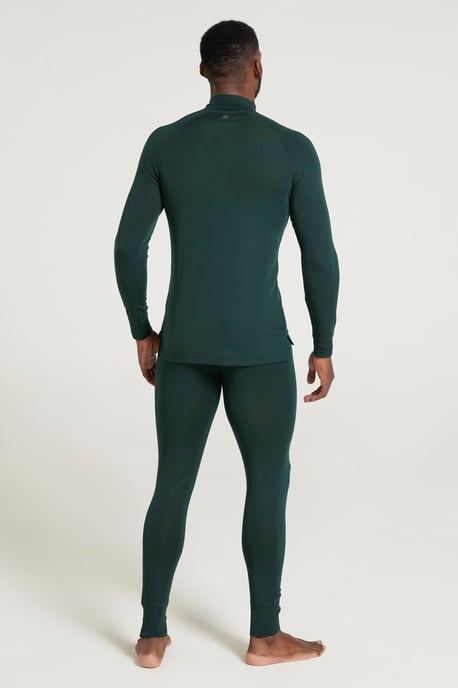 'Merino' Men's Thermal Base Layer Pants Quick Dry Breathable Warm Trousers Dark Green - Image 2