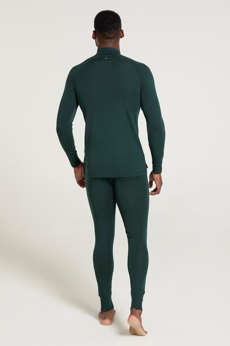'Merino' Men's Thermal Base Layer Pants Quick Dry Breathable Warm Trousers Dark Green - Image 4
