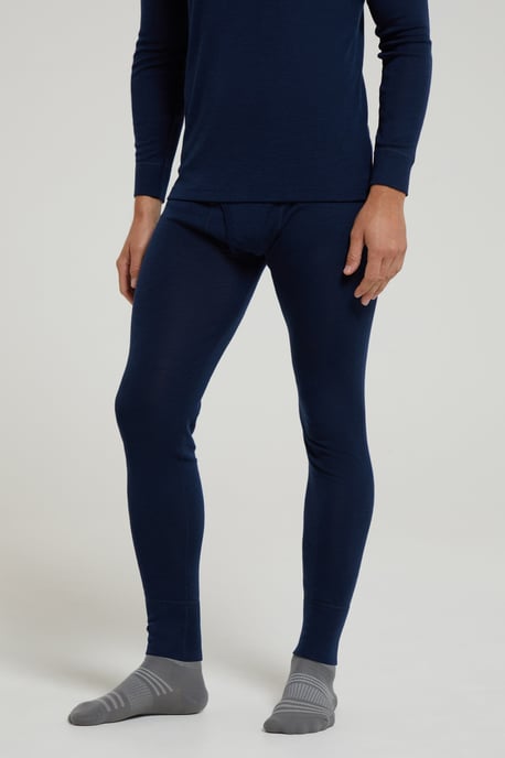 'Merino' Men's Thermal Base Layer Pants Quick Dry Breathable Warm Trousers Navy - Image 2