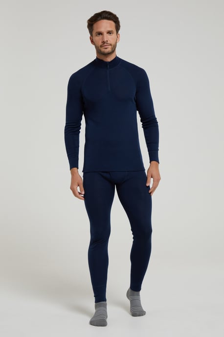 'Merino' Men's Thermal Base Layer Pants Quick Dry Breathable Warm Trousers Navy - Image 5