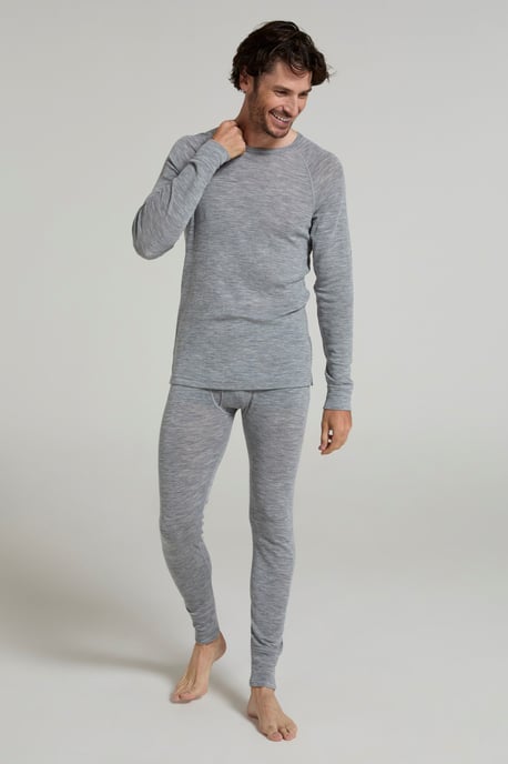 'Merino' Men's Thermal Base Layer Pants Quick Dry Breathable Warm Trousers Grey - Image 4