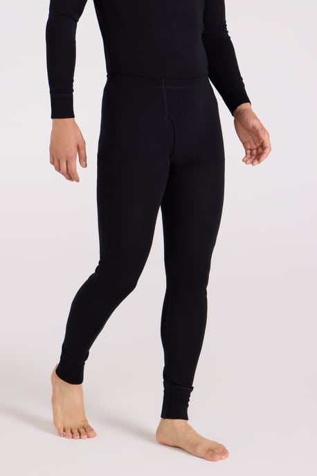 'Merino' Men's Thermal Base Layer Pants Quick Dry Breathable Warm Trousers Black - Image 1