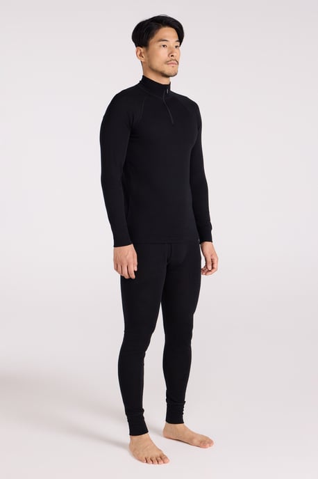 'Merino' Men's Thermal Base Layer Pants Quick Dry Breathable Warm Trousers Black - Image 2