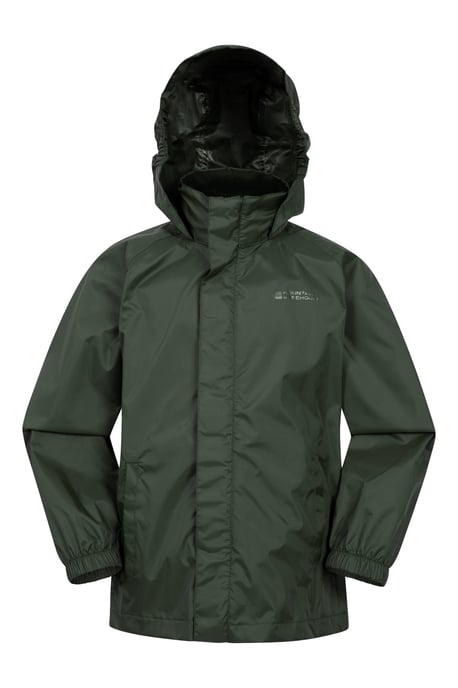 'Pakka' Kids Jacket Waterproof Wind Resistant Stylish Travelling Hooded Coat Khaki - Image 1