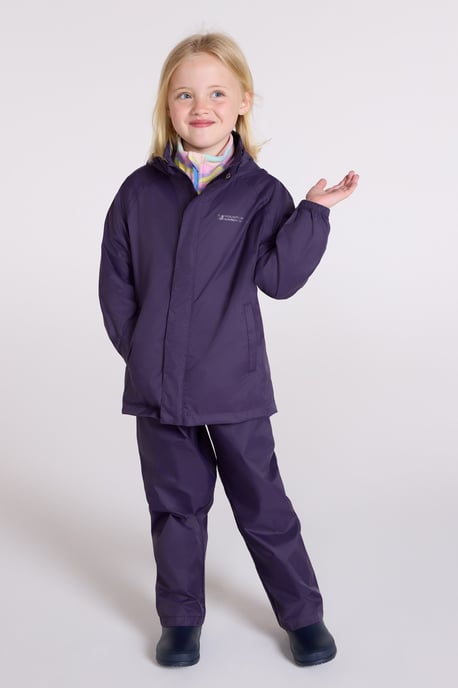 'Pakka' Kids Jacket Waterproof Wind Resistant Stylish Travelling Hooded Coat Purple - Image 3