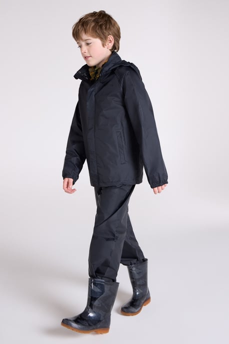 'Pakka' Kids Jacket Waterproof Wind Resistant Stylish Travelling Hooded Coat Black - Image 3