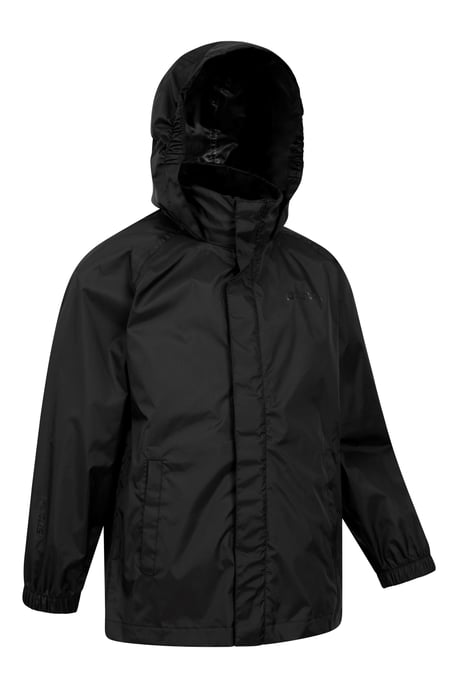 'Pakka' Kids Jacket Waterproof Wind Resistant Stylish Travelling Hooded Coat Black - Image 5