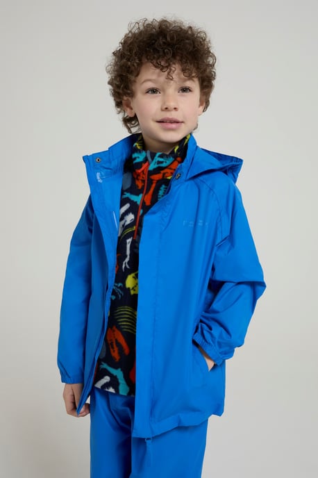 'Pakka' Kids Jacket Waterproof Wind Resistant Stylish Travelling Hooded Coat Blue/Navy - Image 4
