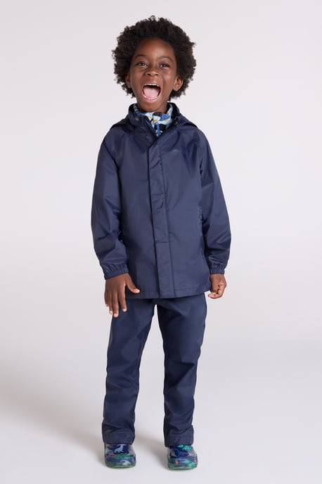 'Pakka' Kids Jacket Waterproof Wind Resistant Stylish Travelling Hooded Coat Dark Blue - Image 2