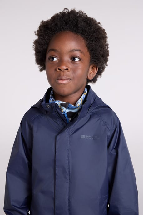 'Pakka' Kids Jacket Waterproof Wind Resistant Stylish Travelling Hooded Coat Dark Blue - Image 3