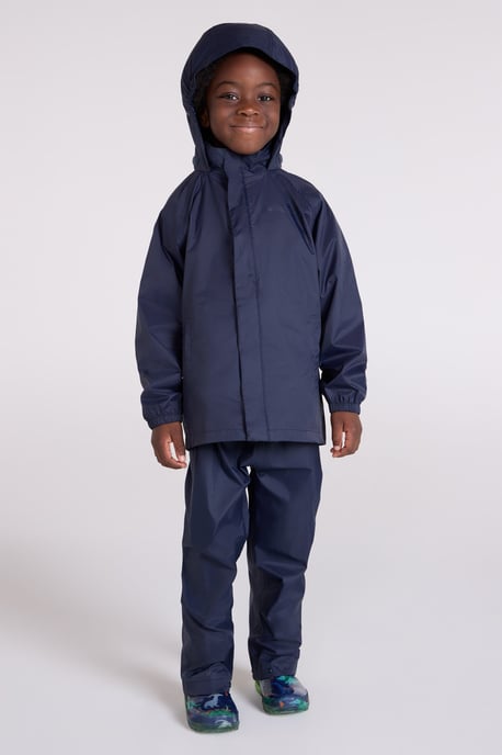 'Pakka' Kids Jacket Waterproof Wind Resistant Stylish Travelling Hooded Coat Dark Blue - Image 4