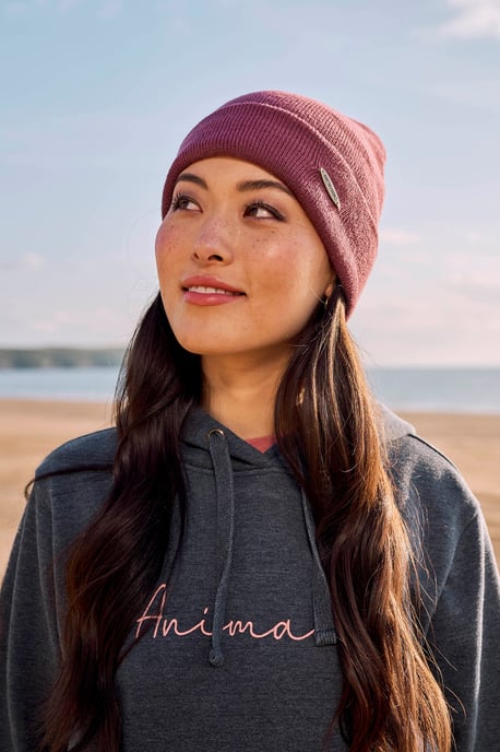 'Harley' Women's Beanie with Logo Badge Warm Cosy Winter Hat Purple - Image 1