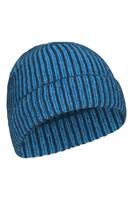 Kids Isotherm Ribbed Knit Beanie and Glove Set Fur Lined Winter Outdoor Wear Navy - Image 2