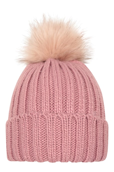 'Geneva' Fur Lined Women's Beanie Pom Pom Winter Hat Dusty Pink - Image 6