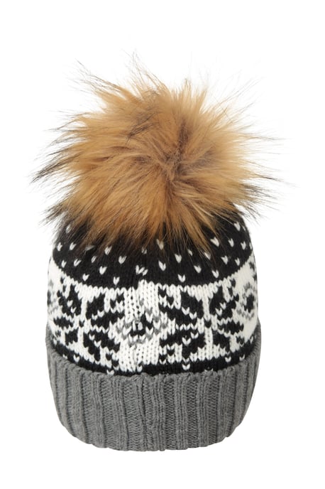 Men's Thinsulate Fairisle Beanie Double Lined Cosy Winter Warm Hat Black - Image 4