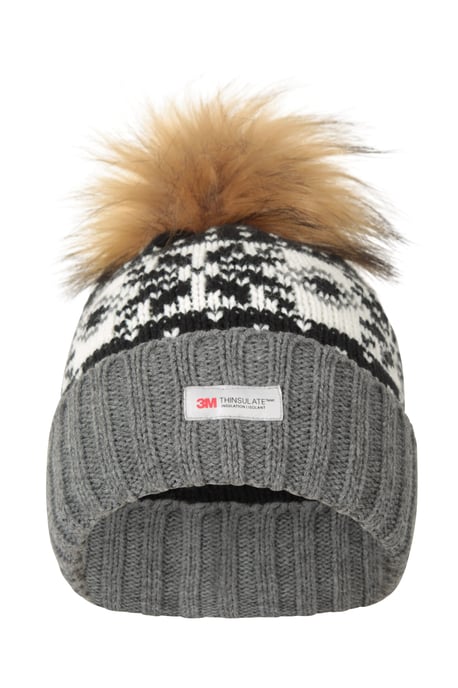 Men's Thinsulate Fairisle Beanie Double Lined Cosy Winter Warm Hat Black - Image 6