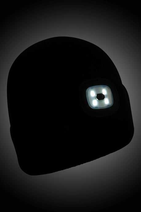 'Highlands' Kids Light Up Beanie USB Chargeable Nighttime Cosy Winter Hat Navy - Image 3