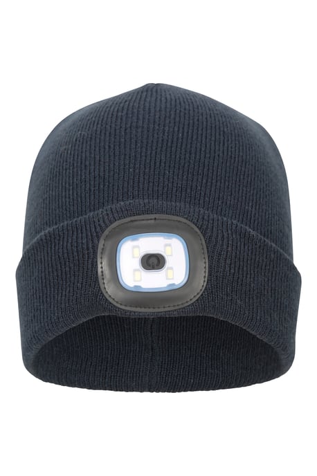 'Highlands' Kids Light Up Beanie USB Chargeable Nighttime Cosy Winter Hat Navy - Image 4