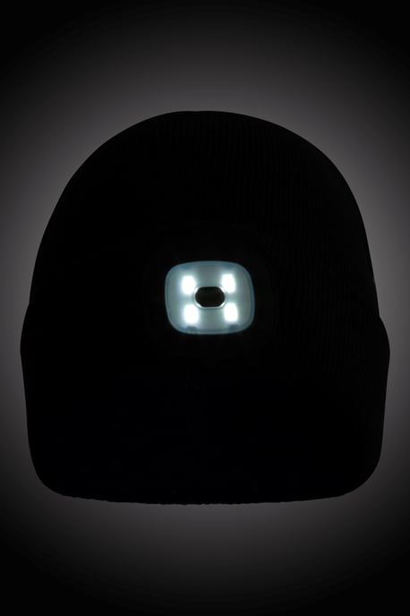 'Highlands' Kids Light Up Beanie USB Chargeable Nighttime Cosy Winter Hat Navy - Image 5