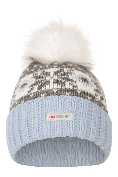Men's Thinsulate Fairisle Beanie Double Lined Cosy Winter Warm Hat Grey - Image 2