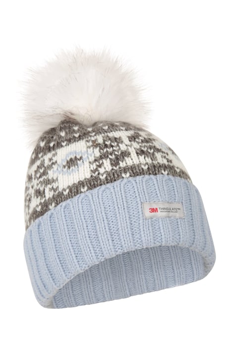 Men's Thinsulate Fairisle Beanie Double Lined Cosy Winter Warm Hat Grey - Image 3