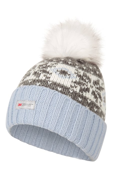 Men's Thinsulate Fairisle Beanie Double Lined Cosy Winter Warm Hat Grey - Image 6
