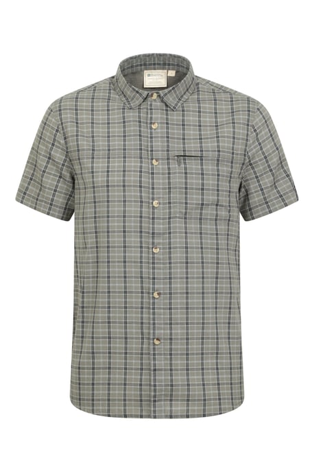 'Holiday' Men's Cotton Shirt Buttoned Breathable Summer Top Khaki - Image 1
