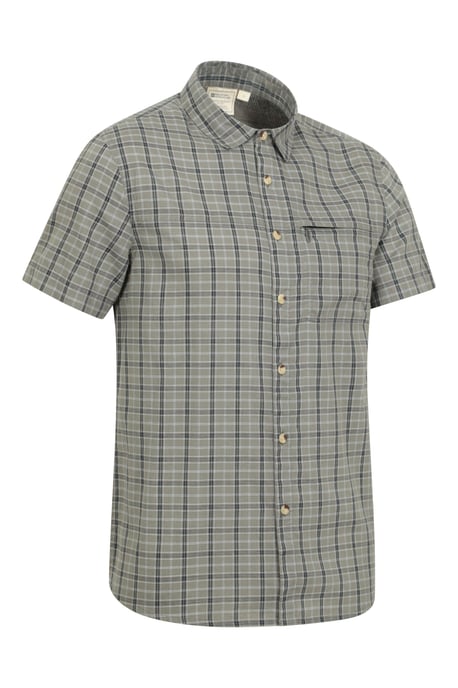 'Holiday' Men's Cotton Shirt Buttoned Breathable Summer Top Khaki - Image 2