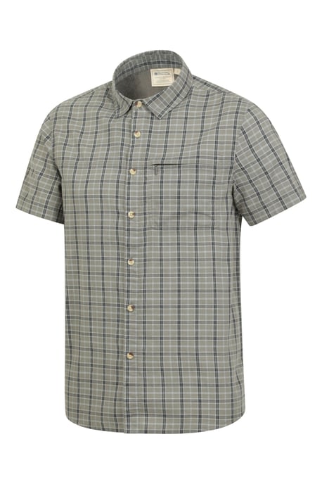 'Holiday' Men's Cotton Shirt Buttoned Breathable Summer Top Khaki - Image 4