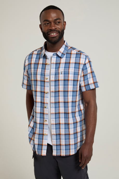 'Holiday' Men's Cotton Shirt Buttoned Breathable Summer Top Medium Blue - Image 3